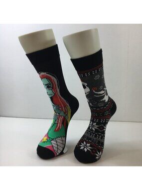 Unisex Set 2 Pairs Nightmare Before Christmas Jack Sally Fun Novelty Socks